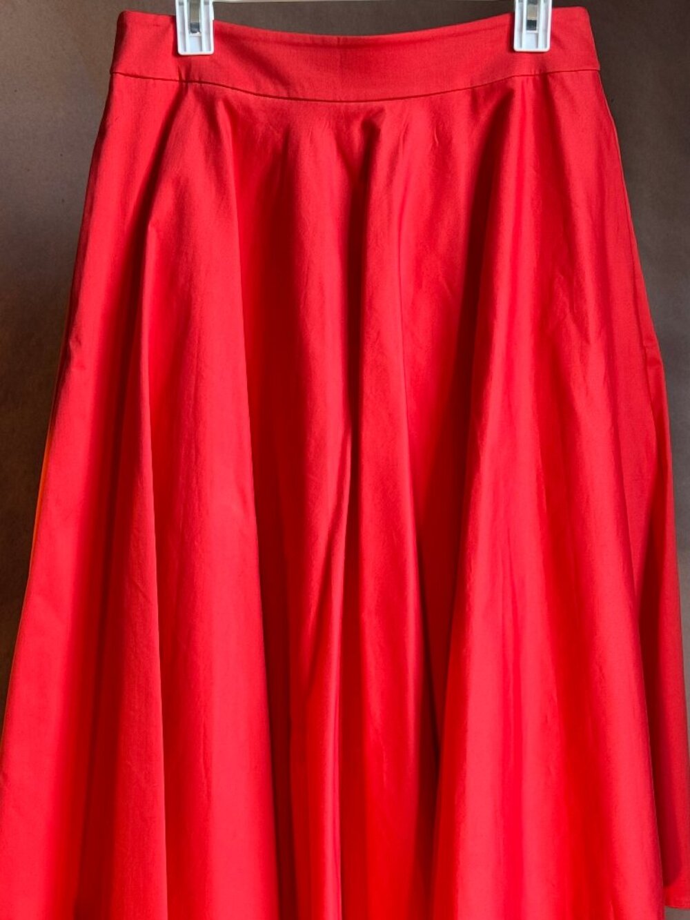 Boden Sateen Red Flare Midi Skirt w/ Pockets 8P